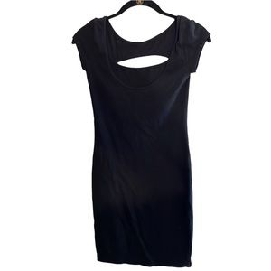 Guess small  black short sleeve stretch body con dress front & back cut out NWT